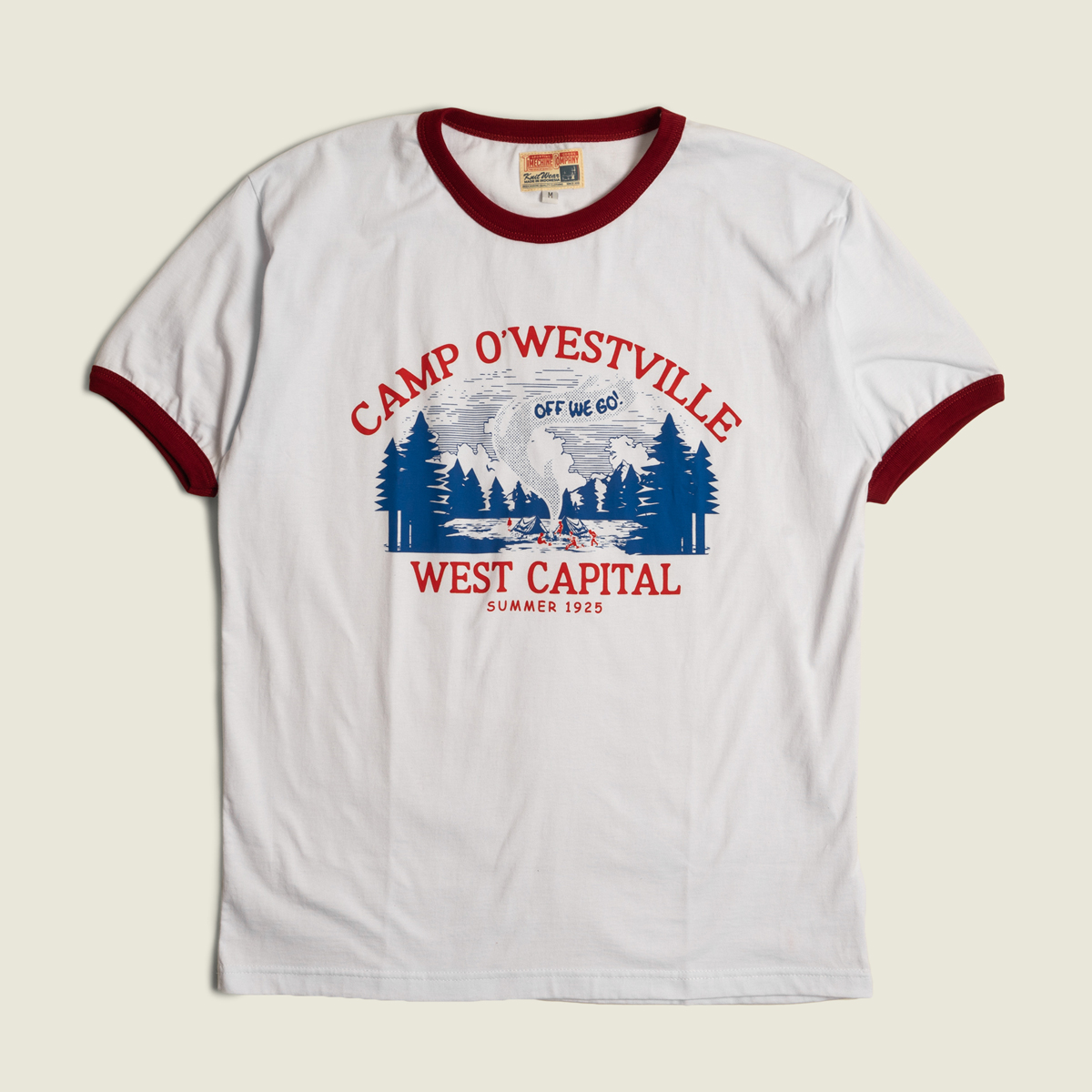 Camp O' Westville T-shirt - White Red - Timechine Co.