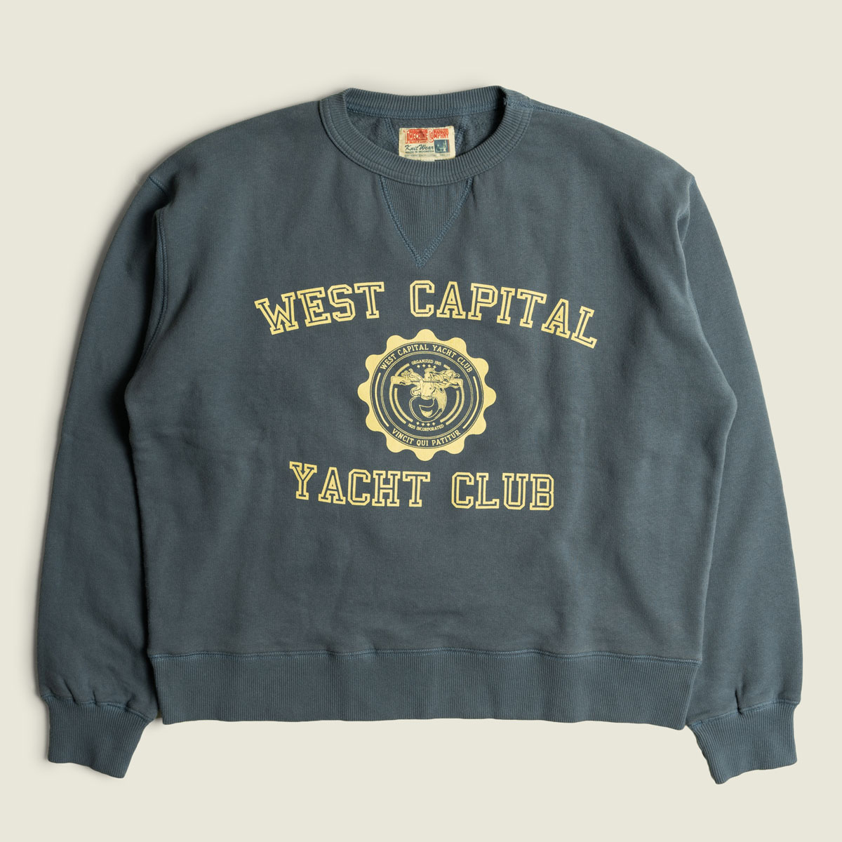 Double V Graphic Sweatshirt - Faded Indigo 001 - Timechine Co.